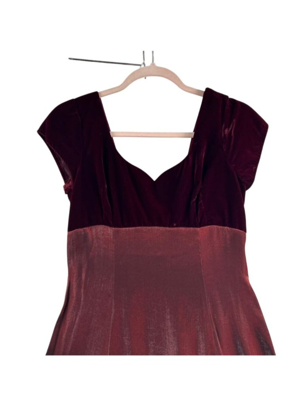 VTG Michaelangelo Dress Women's Size XS Burgundy Maxi Velvet With Bow Detail - Picture 13 of 15